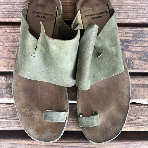 Officine Creative Green Leather Toe Ring Sandals Italy Women's Size 39.5 US 9.5 - Picture 8 of 12